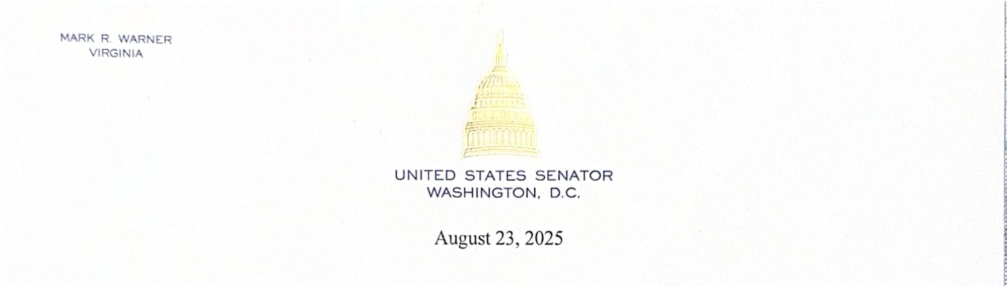 US Senator Mark R. Warner congratulates the local Ukrainian community on the Independence Day of Ukraine